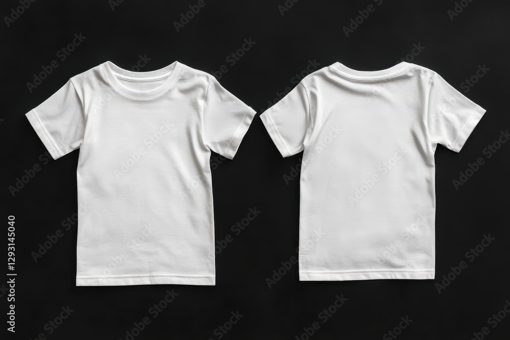 Poster plain white t-shirts displayed on a black background showcasing their front and back designs for a c