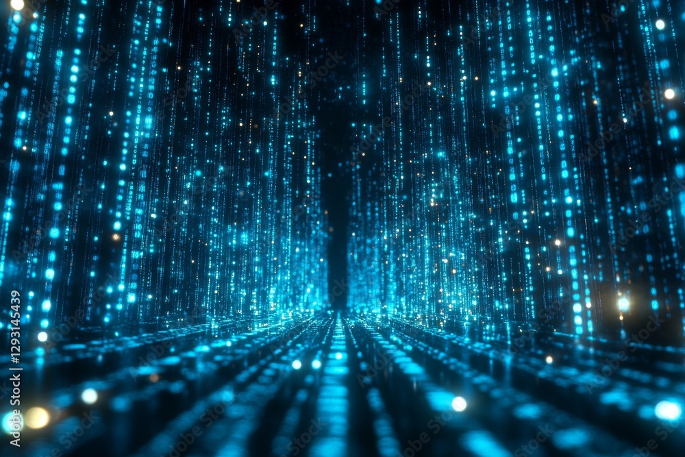 Poster digital abstract representation of data flow in a futuristic virtual environment