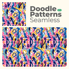 Obraz premium Doodle abstract full color patterns seamless
