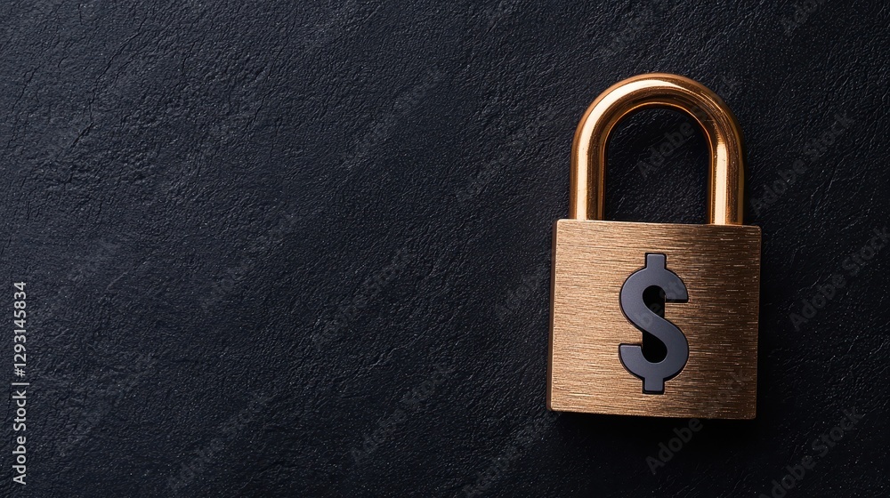 Poster a secure padlock with a dollar sign representing financial safety and investment security.