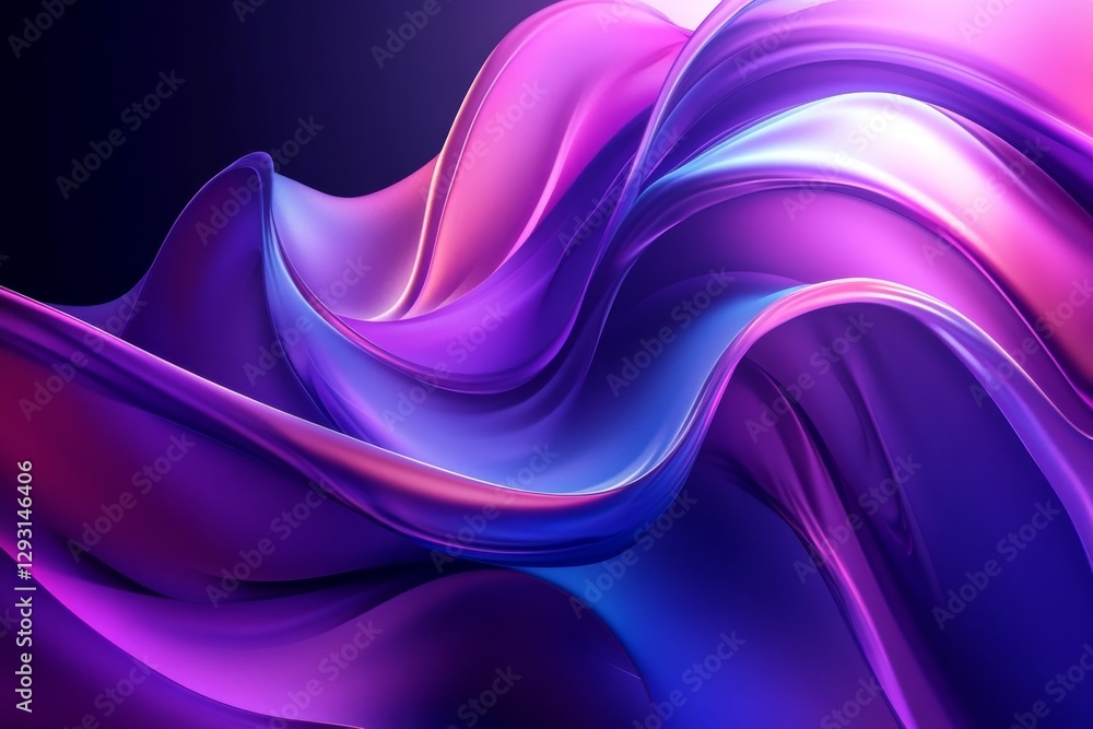 Poster colorful abstract waves flow together creating a dynamic visual experience in vibrant shades of purp