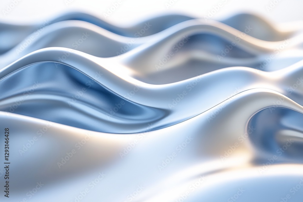 Poster fluid shapes of smooth silk resembling waves under soft light create a calming atmosphere in a seren