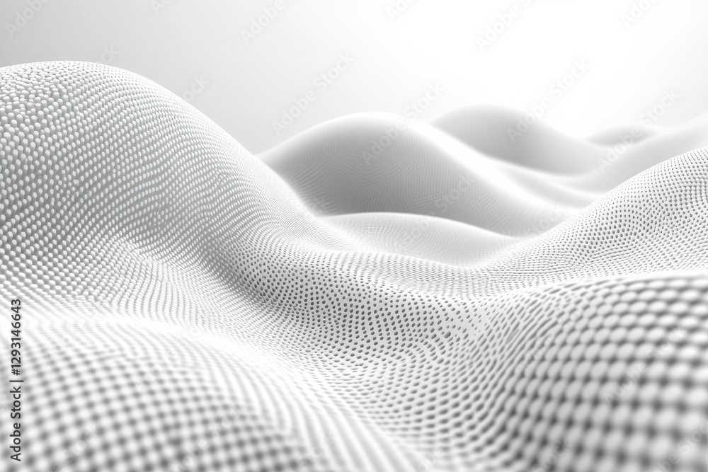 Poster textured white fabric creating soft, undulating waves that convey a sense of tranquility and calmnes