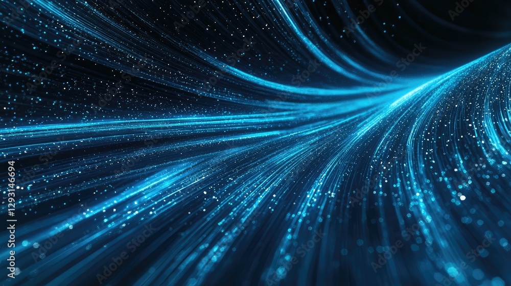 Aufkleber streaks of deep blue and cyan light forming a high-speed motion blur effect over a dark backdrop.