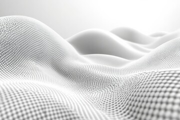 Textured white fabric creating soft, undulating waves that convey a sense of tranquility and calmness in a minimalist setting