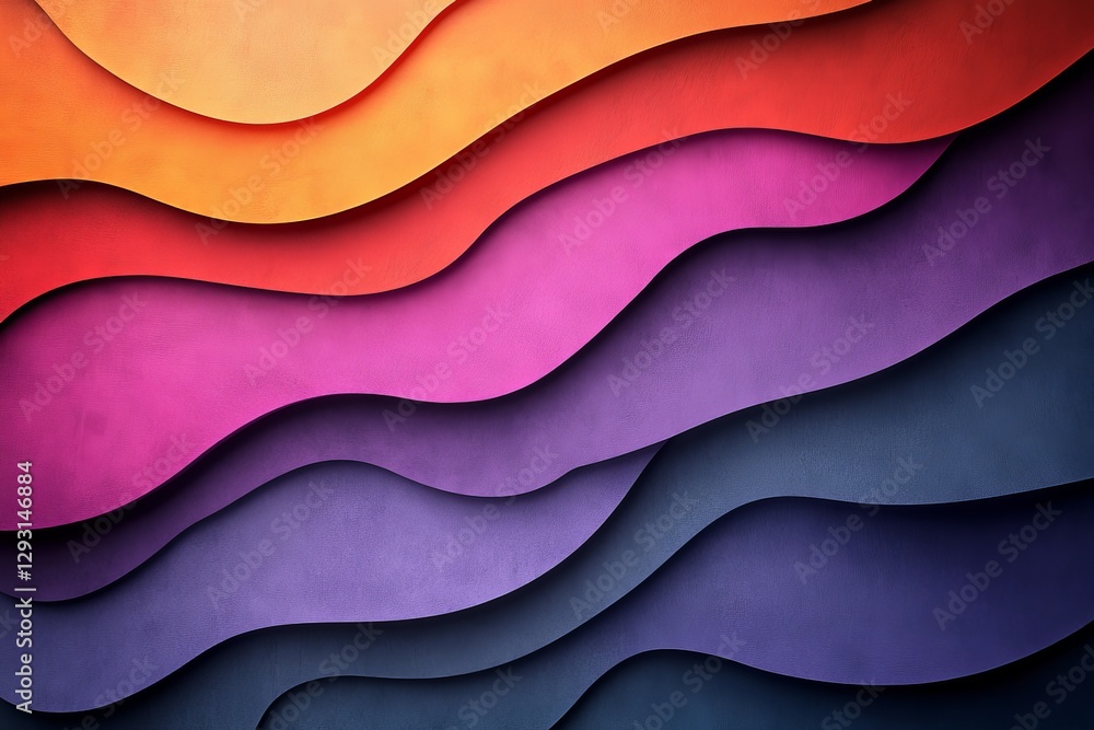Poster colorful wavy layers of textured material create a striking visual in contemporary design