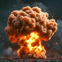 Fiery explosion, dark background