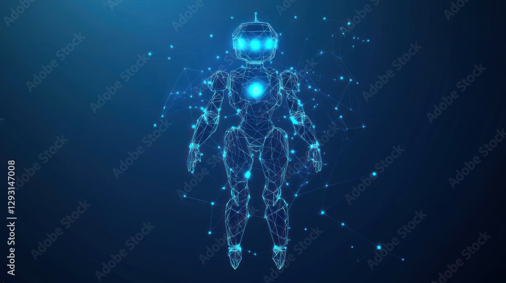 Poster abstract digital technology humanoid robot artificial intelligence
