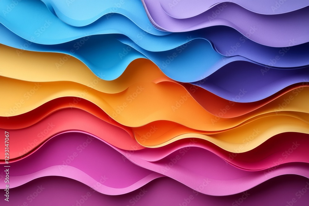 Aufkleber colorful paper waves create a vibrant backdrop with textures and layers of flowing shapes in bright 