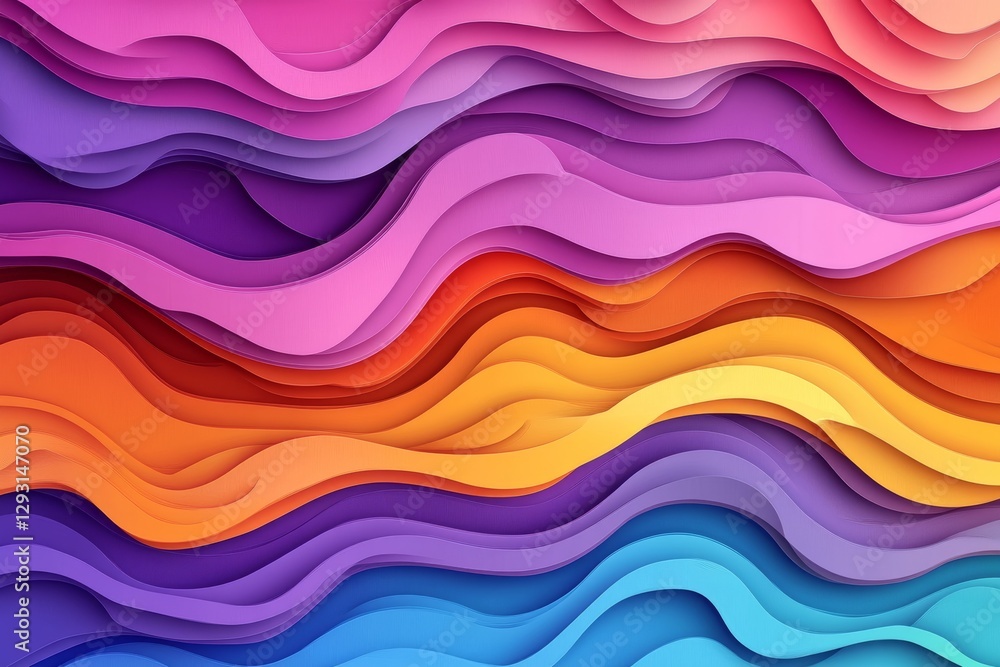 Poster Colorful abstract wavy patterns create a vibrant backdrop with smooth gradients and layered effects displayed in dynamic form