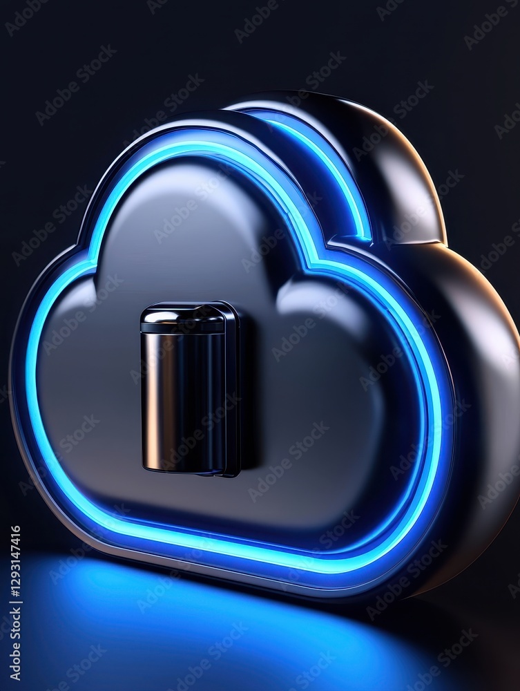 Poster a sleek cloud storage icon with a padlock symbolizing data security in the digital age.