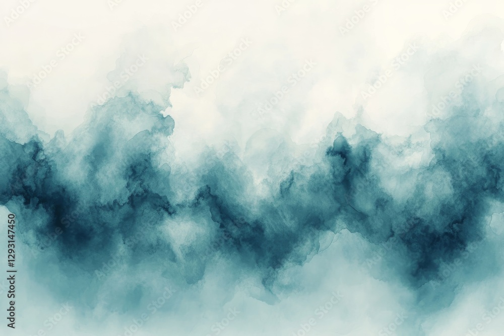 Poster abstract cloudy background with shades of blue and soft edges created using digital techniques