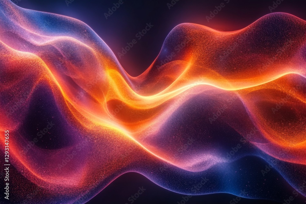 Poster colorful abstract waves of flowing light create a mesmerizing effect in a dark background