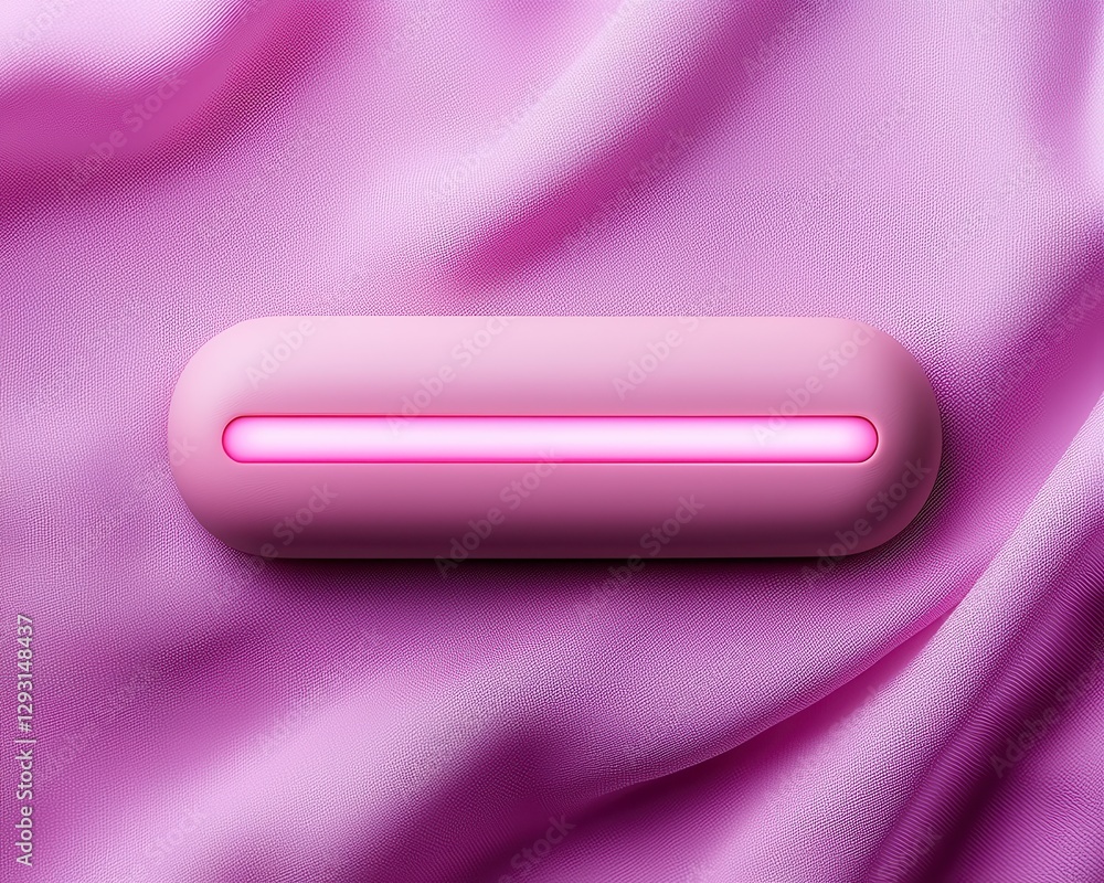 Poster a smooth pink object illuminated by a soft glow on textured fabric.