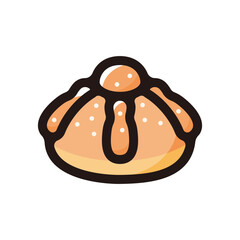 Bread of the dead illustration icon.Simple vector outline, clipart for graphic design.
