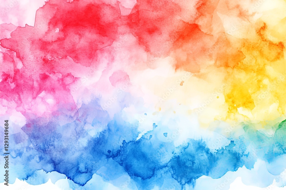 Aufkleber vibrant abstract watercolor blending warm and cool colors in a smooth gradient across the canvas