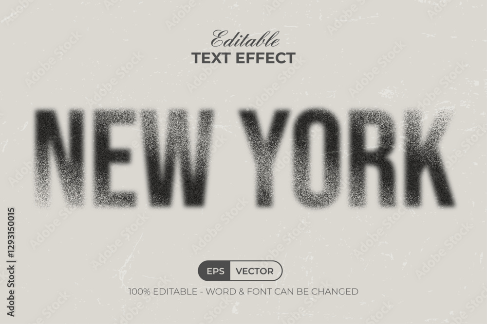 Poster new york text effect grain distorted style. editable text effect.