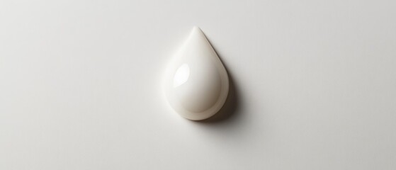 A drop of white liquid is on a white surface