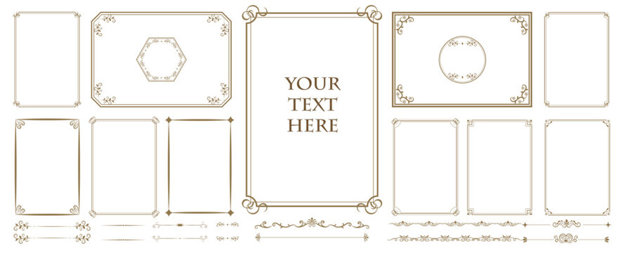 Set of Decorative vintage frames and borders. Antique ornate classic floral ornament. Vector design..eps