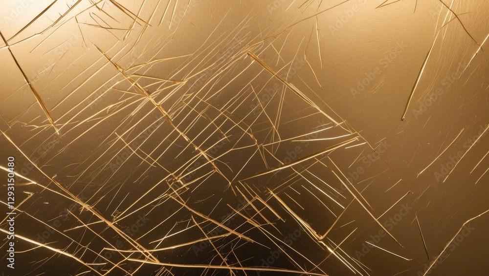 Poster abstract texture of scratches and lines on a reflective metallic gold surface creating an artistic b