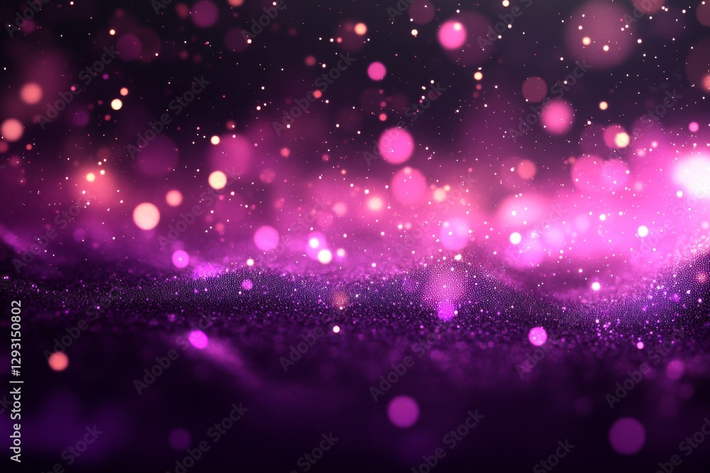 Poster beautiful purple bokeh with sparkles shimmering against a dark background in an artistic display of 