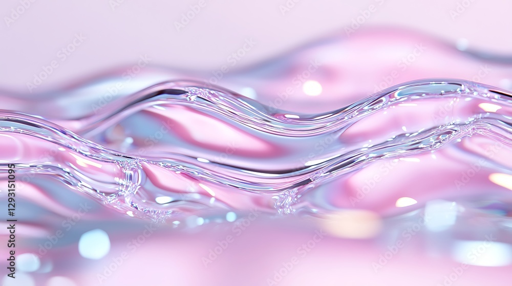 Poster abstract close-up of flowing water with soft light reflections creating a serene and calm atmosphere