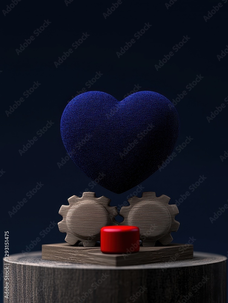 Poster a unique artistic representation of love and machinery intertwined in a captivating way.