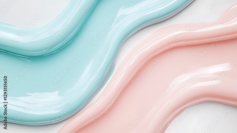 Poster abstract colorful fluid shapes in soft pastel tones on light background for art and design projects