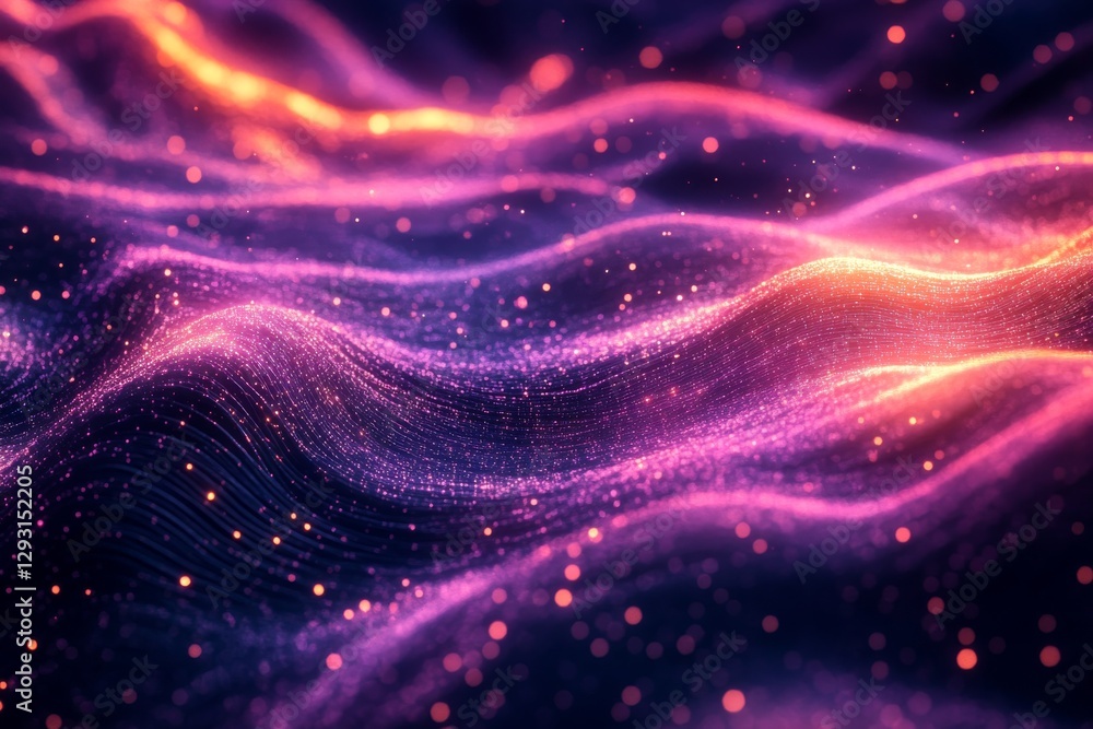 Poster vibrant abstract waves of light and color create a mesmerizing visual experience in a dark setting