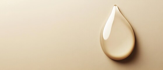 A drop of water is on a tan surface