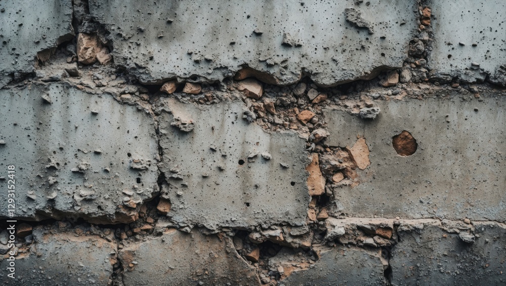 Poster rough textured concrete wall surface with uneven patches and imperfections for background use in des