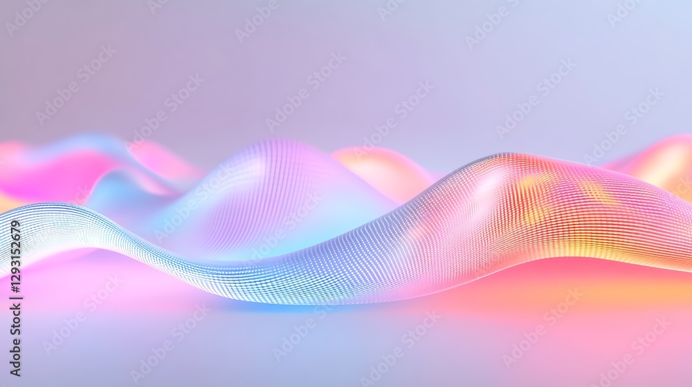 Poster abstract colorful wave pattern showcasing soft gradients of light and digital texture on a smooth ba