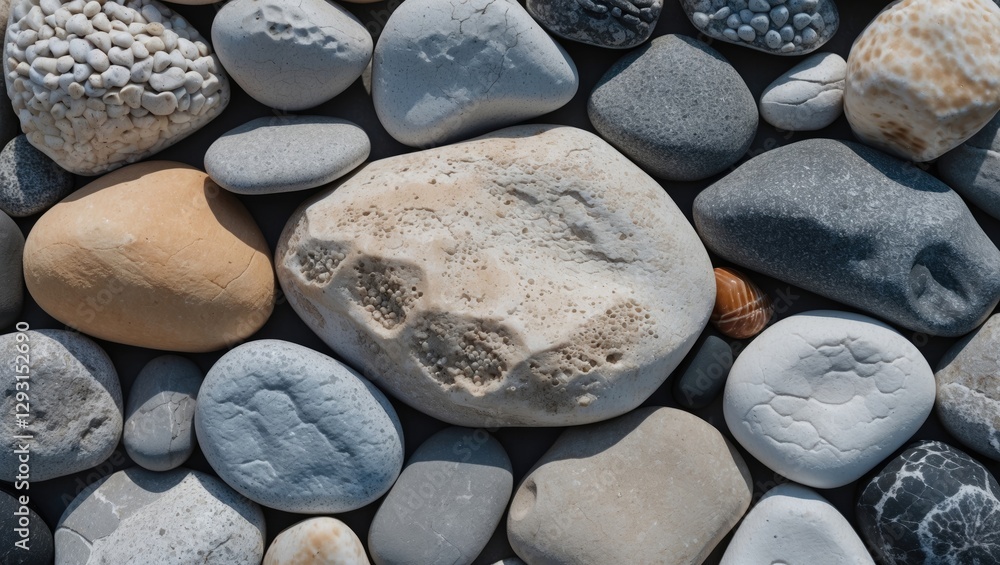 Aufkleber textured collection of smooth sea stones in various colors and sizes creating a natural background f