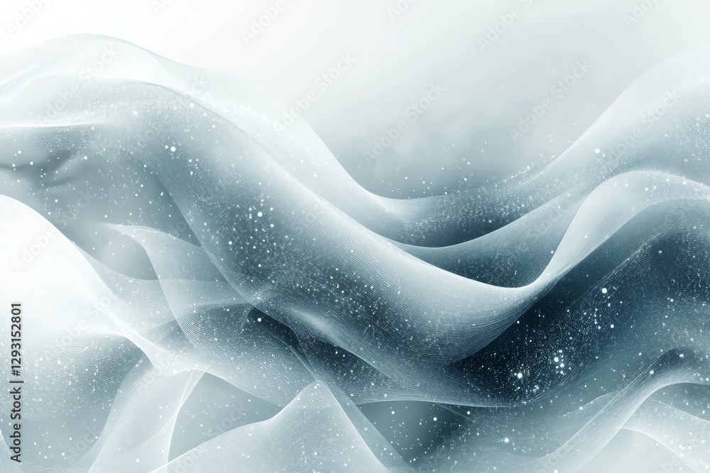 Poster soft waves of translucent fabric, shimmering with light and depth, create a captivating visual exper