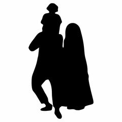 silhouette of father, mother and child