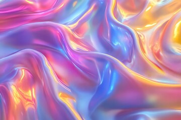 Naklejka premium Colorful texture of flowing silky fabric illuminated by soft light creates a mesmerizing visual display