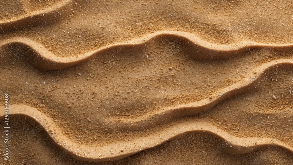 Poster textured sand surface with gentle waves and fine grains creating a natural background suitable for v