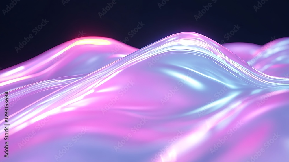 Poster abstract colorful waves of light in soft neon shades creating a dreamy and futuristic atmosphere