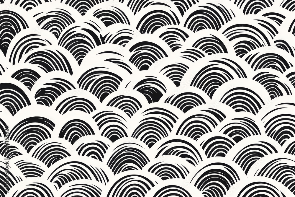 Poster intricate black and white wave patterns create a stunning visual texture on a light background
