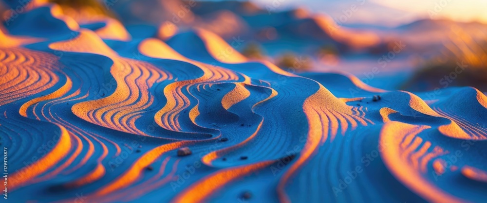 Aufkleber mesmerizing abstract patterns in sunlit sand dunes showcasing unique textures and colors in a serene