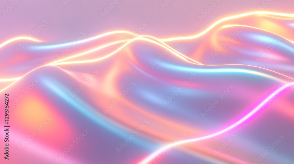 Poster abstract colorful waves with soft glow and shimmering lines background for creative projects