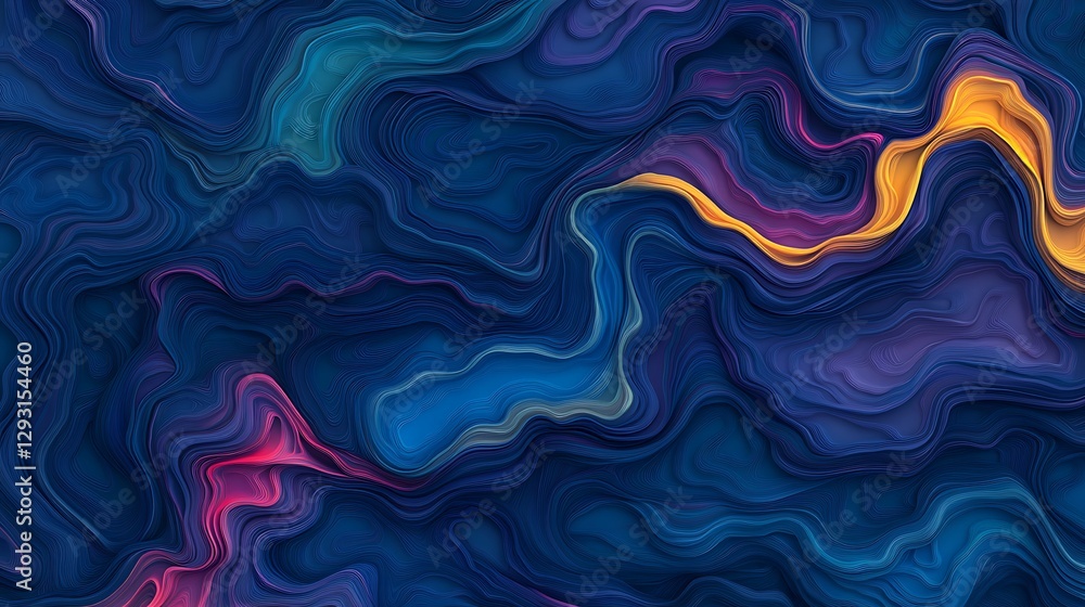 Poster abstract colorful wavy patterns in blue background with smooth lines and dynamic texture for creativ