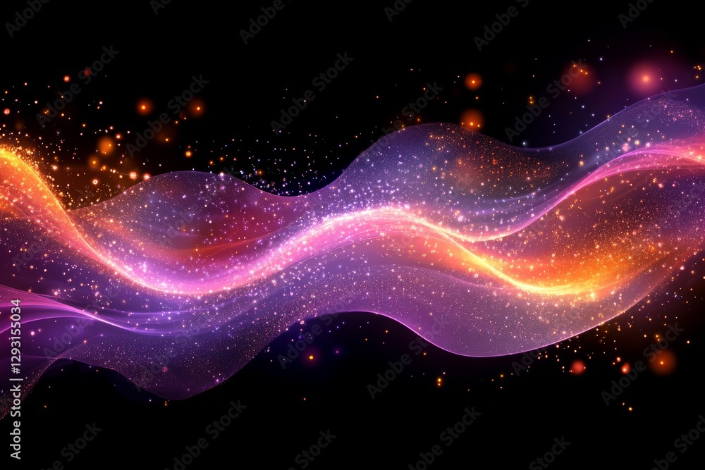 Poster vibrant waves of color create a mesmerizing abstract display in deep space environment