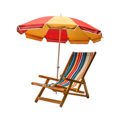 Colorful Beach Umbrella and Lounge Chair Set for Relaxation