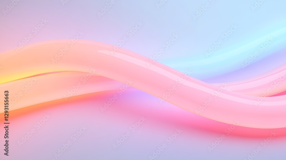 Poster abstract flowing curves in vibrant colors creating a dreamy and tranquil atmosphere with soft lighti