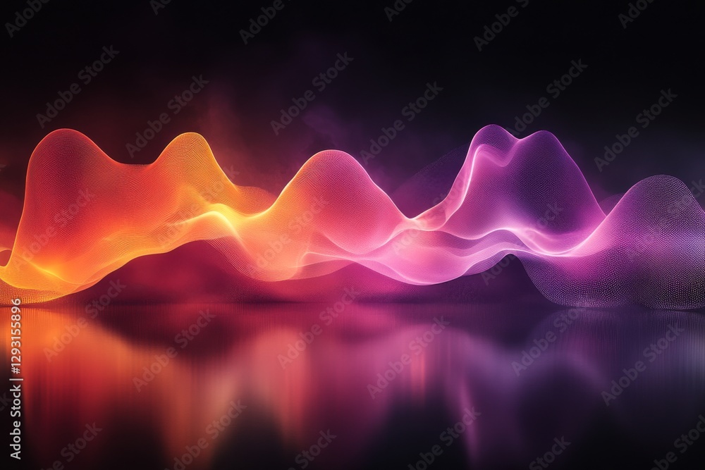 Poster colorful sound waves create an abstract visual representation in a dark environment