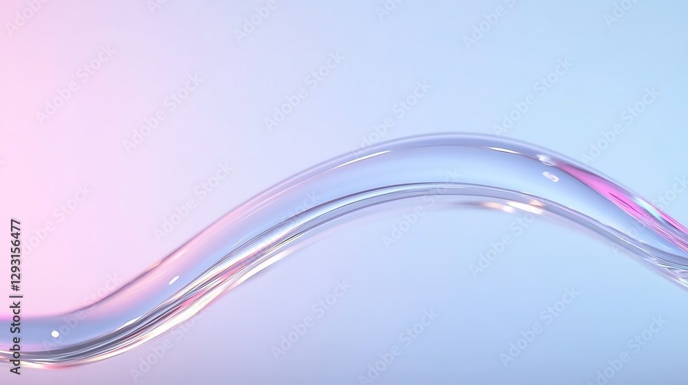 Poster abstract flowing wave of transparent liquid with colorful gradient background for artistic design pu
