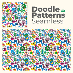 Obraz premium Doodle abstract full color patterns seamless