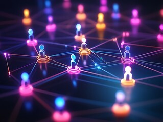 A bright network of interconnected people showcases digital connectivity connections