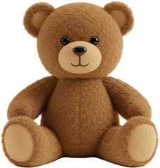 Obraz premium Adorable Brown Teddy Bear Plush Toy Sitting Soft Fur Cute Child s Plaything